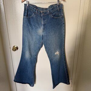 Vintage Levis Orange Tab Bell Bottom Flare Distressed Jeans 34x29